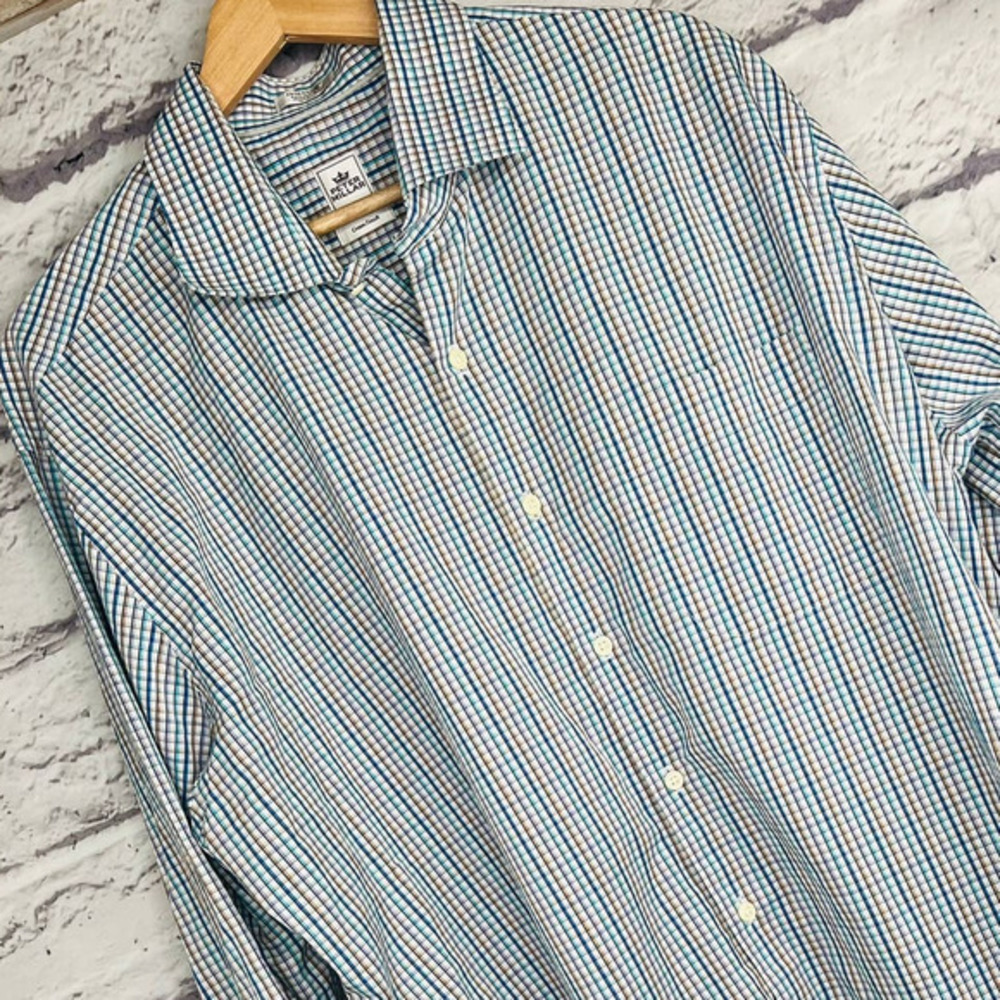 PETER MILLAR Mens XL Crown Finish Multicolor Long Sleeve Plaid Button Shirt Golf